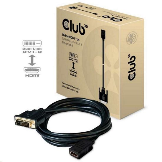 Obrázek Club3D Kabel DVI- D na HDMI 1.4, (M/ F), 2m