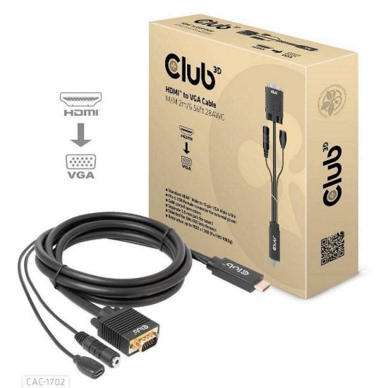 Obrázek Club3D kabel HDMI na VGA, M/ M, 28AWG, 2m