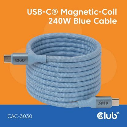 Obrázek Club3D Kabel magnetický USB- C, 240 W PD3.1, 480 Mbps, 2m, modrá