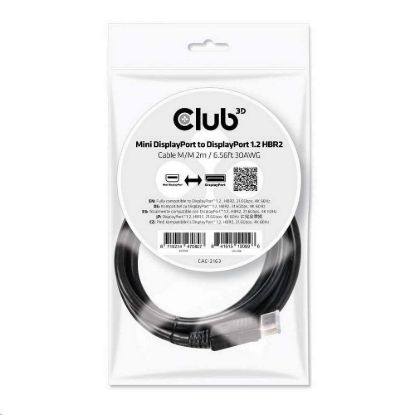 Obrázek Club3D Kabel Mini DisplayPort na DisplayPort 1.2 4K60 Hz UHD obousměrný, (M/ M), 2m