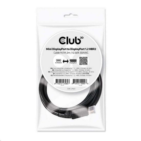 Obrázek Club3D Kabel Mini DisplayPort na DisplayPort 1.2 4K60 Hz UHD obousměrný, (M/ M), 2m