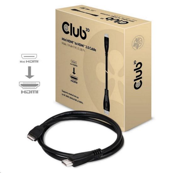 Obrázek Club3D Kabel Mini HDMI na HDMI 2.0 4K60 Hz UHD, (M/ M), 1m