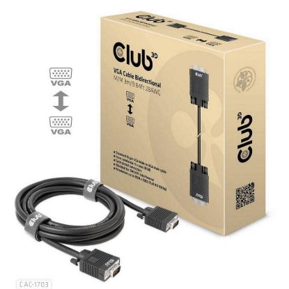 Obrázek Club3D kabel oboustranný VGA, M/ M, 28AWG, 3m