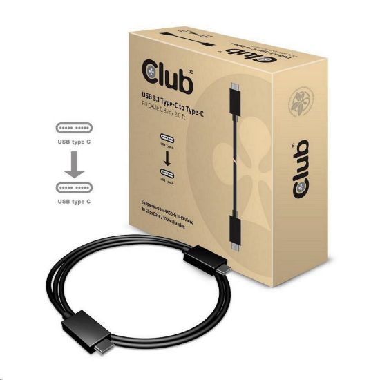 Obrázek Club3D Kabel USB 3.1 typ C Gen2 4K60 Hz UHD Power Delivery 100 W, (M/ M), 80cm