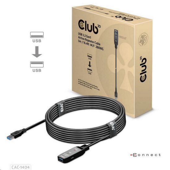 Obrázek Club3D Kabel USB 3.2 Gen1 Active Repeater Cable M/ F 28AWG, 5m