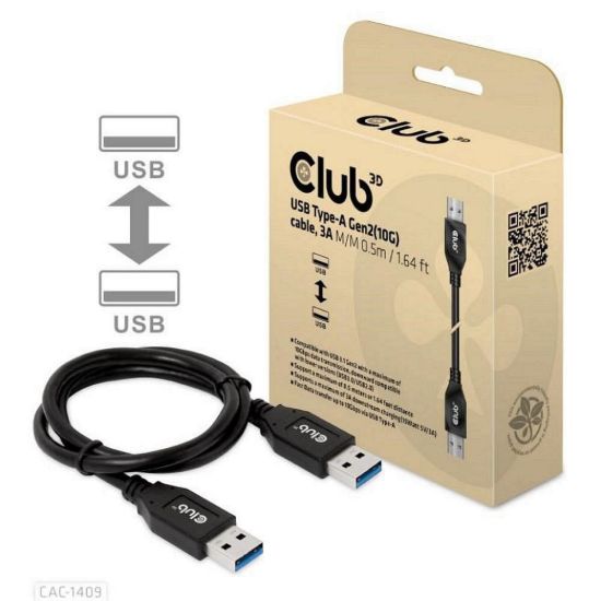 Obrázek Club3D Kabel USB 3.2 Gen2 Typ- A, 3A M/ M, 50 cm