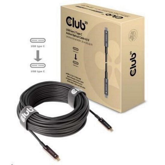 Obrázek Club3D Kabel USB 3.2 typ C Gen2, aktivní, (M/ M), 20m, optický, aktivní, unidirectional, A/ V