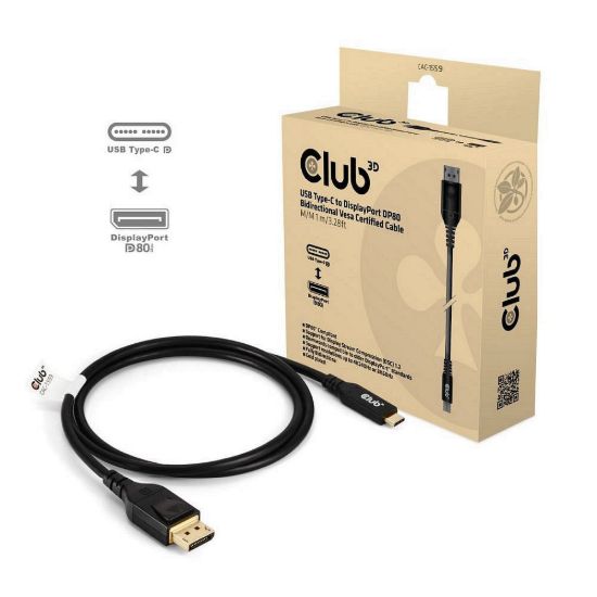 Obrázek Club3D Kabel USB- C na DisplayPort 2.1, 10K60 Hz, DSC1.2, UHBR10, 1m