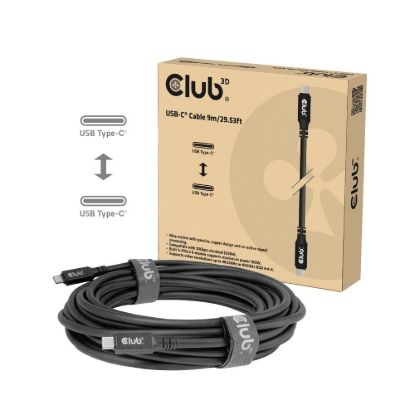 Obrázek Club3D Kabel USB- C, 60 W, 9m, 8k60 Hz, 20Gbps, černá