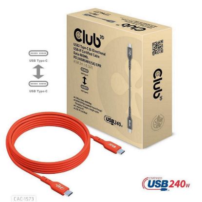 Obrázek Club3D kabel USB- C, Oboustranný USB- IF Certifikovaný data kabel, Data 480Mb, PD 240 W(48V/ 5A) EPR M/ M 2m