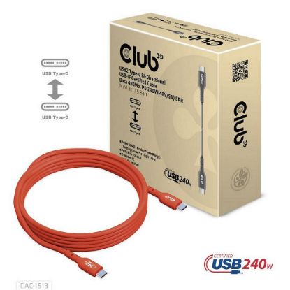 Obrázek Club3D Kabel USB2 Type- C Bi- Directional USB- IF Certifikovaný 480Mb, PD 240 W(48V/ 5A) EPR M/ M 3m