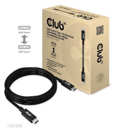 Obrázek Club3D Kabel USB4 Gen3 x 2 Type- C Oboustranný kabel 8K60 Hz, Data 40 Gbps, PD 240 W(48V/ 5A) EPR M/ M 2m