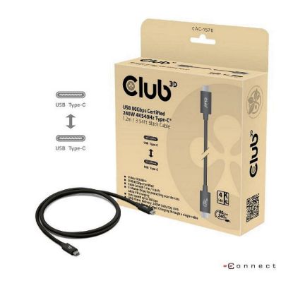 Obrázek Club3D Kabel USB4 v2 Typ- C, 80Gbps, Certifikovaný kabel, 4K540 Hz, 8K240 Hz, 16K60 Hz, PD 240 W, 1, 2m
