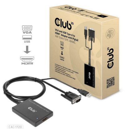Obrázek Club3D kabel VGA a USB- A na HDMI s ocáskem, M/ F, 0.6m