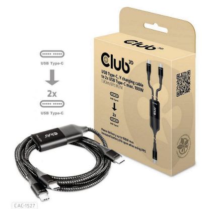 Obrázek Club3D nabíjecí kabel USB Type- C, Y charging cable to 2x USB Type- C max. 100 W, 1.83m/ 6ft M/ M