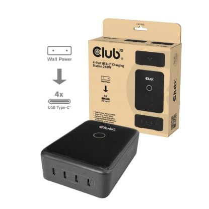 Obrázek Club3D nabíječka 240 W Charging Station GaN, 4xUSB- C, PPS + PD 3.1 Support + Led Display