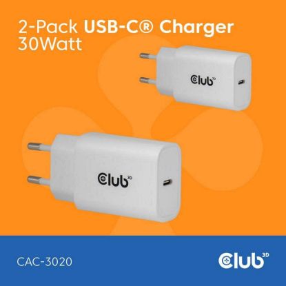 Obrázek Club3D Nabíječka, USB- C, Power Delivery 15V/ 2A, 2- pack, bílá
