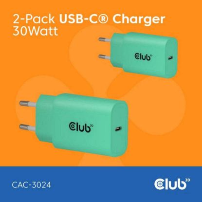 Obrázek Club3D Nabíječka, USB- C, Power Delivery 15V/ 2A, 2- pack, zelená