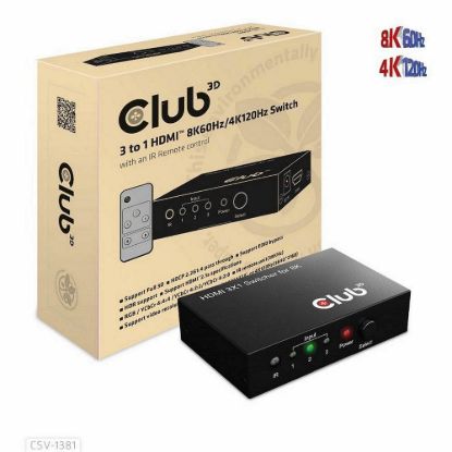 Obrázek Club3D Switch 1: 3 HDMI 8K60 Hz/ 4K120 Hz, 3 porty