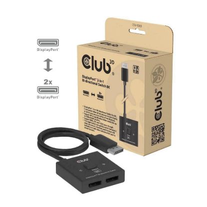 Obrázek Club3D Switch, DP na 2x DP Oboustranný 2v1, 8K60 Hz, 0, 5m