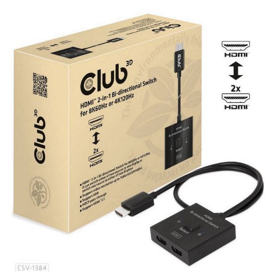 Obrázek Club3D Switch, HDMI na 2xHDMI Oboustranný 2v1, 8K60 Hz, 4K120 Hz