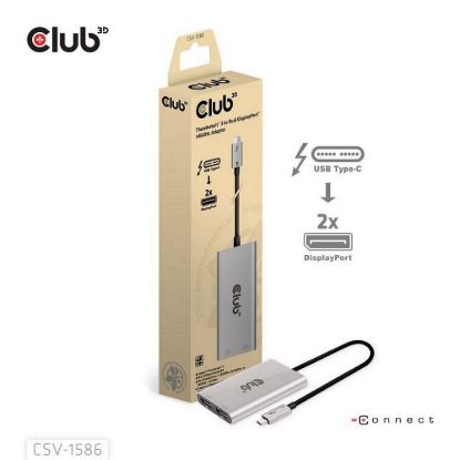 Obrázek Club3D Video hub Thunderbolt 3 na 2x DP, Dual 4K60 Hz nebo Single 8K60 Hz/ 4K120 Hz