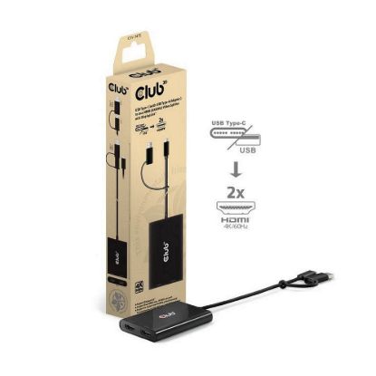 Obrázek Club3D Video rozbočovač USB- C/ A na 2xHDMI 2.0, Dual Monitor, 4K60 Hz (M/ F)