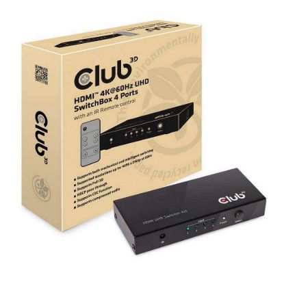 Obrázek Club3D Video switch 4: 1 HDMI 2.0 4K60 Hz UHD, 4 porty