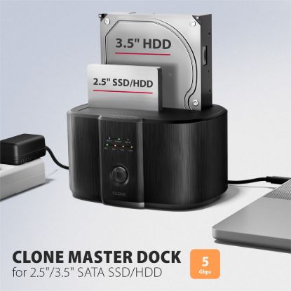 Obrázek AXAGON ADSA- SC, USB- C 5Gbps dokovací stanice pro 2x SATA 6G 2.5"/ 3.5" SSD/ HDD s funkcí klonování