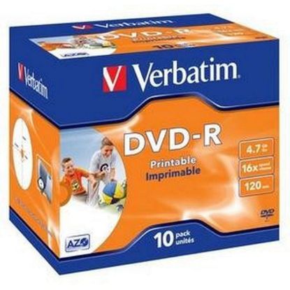Obrázek VERBATIM DVD- R (10- pack)Printable/ 16x/ 4.7 GB/ Jewel