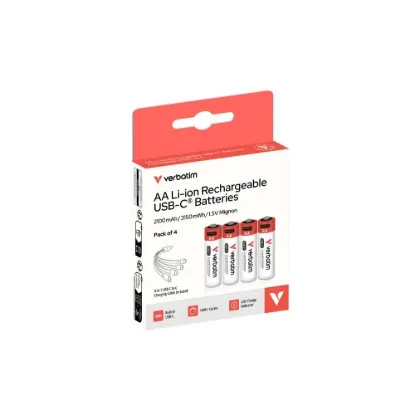 Obrázek VERBATIM Nabíjecí baterie AA USB- C 4- Pack 2100 mAh