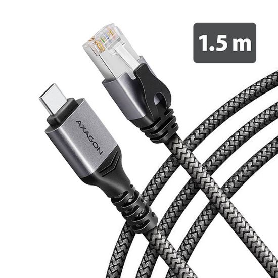 Obrázek AXAGON ADE- CM15, USB- C Gigabit Ethernet adaptér s integrovaným síťovým CAT6 kabelem RJ- 45 (1, 5m)