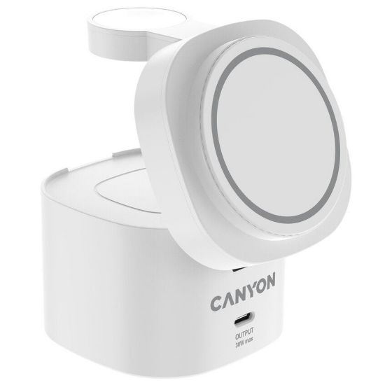 Obrázek Canyon 4 in 1 Wireless Charging Stand OnCharge 405 qi2 ADAPTER, 30W White