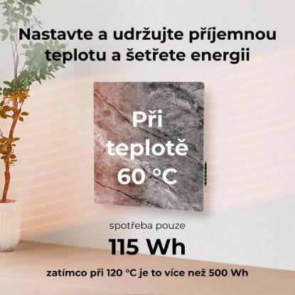 Obrázek AENO GH13s Quadro Chytré Topení, infrared + konvekce, tvrzené sklo, 500W, 50x50cm, Antique marble - LIMITOVANÁ EDICE