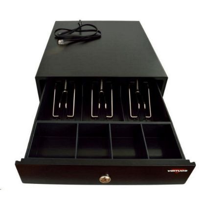 Obrázek Virtuos pokladní zásuvka mikro EK- 300C, 9V- 24V, s kabelem 24V, pořadač 3/ 4, černá